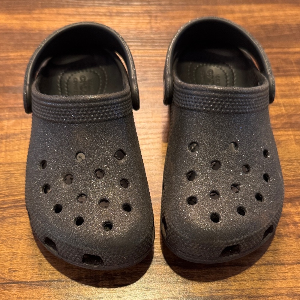 CROCS Kids Glittery Black Sandals